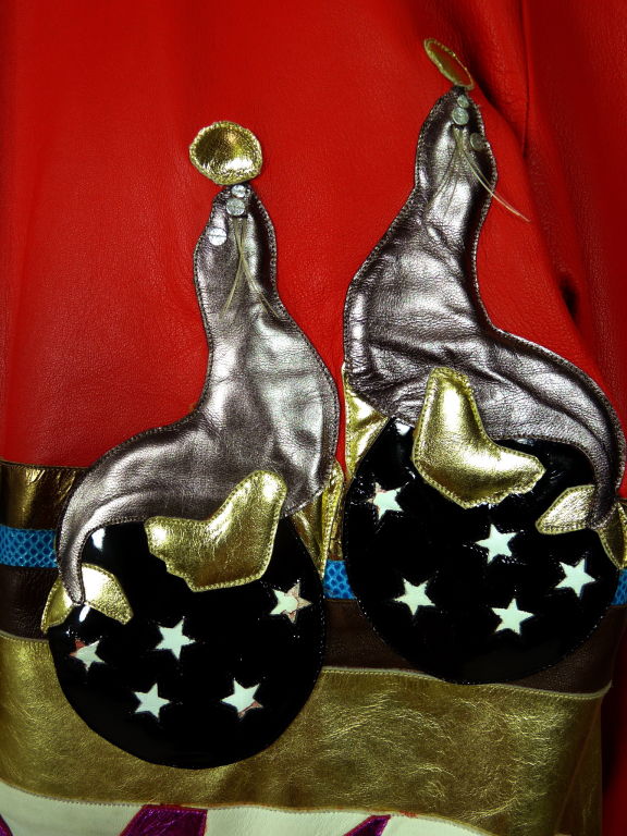 Andrea Pfister Appliquéd  Leather Circus Themed Jacket 3