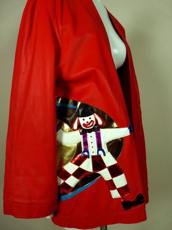 Andrea Pfister Appliquéd  Leather Circus Themed Jacket 6