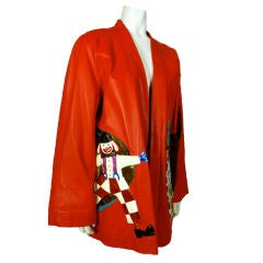 Vintage Andrea Pfister Appliquéd  Leather Circus Themed Jacket