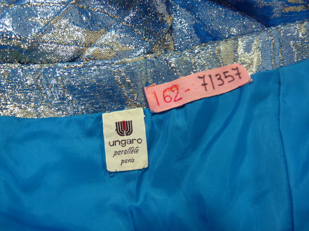 Ungaro Blue Metallic Gown For Sale 7