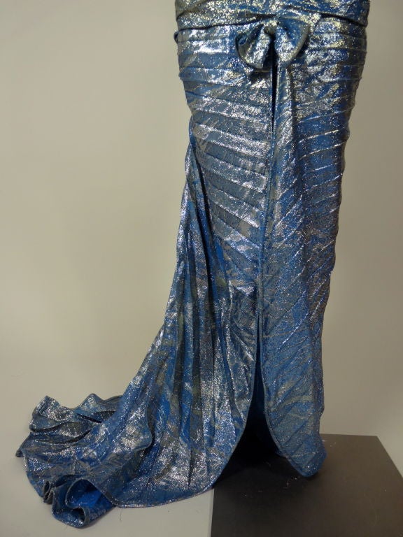 Ungaro Blue Metallic Gown For Sale 2