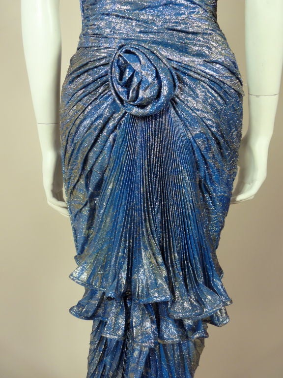 Ungaro Blue Metallic Gown For Sale 4
