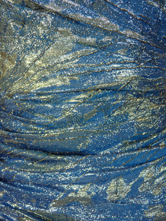 Ungaro Blue Metallic Gown For Sale 5
