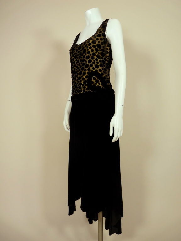 Black 1920s Gold Lamé and Silk Velvet Gown For Sale