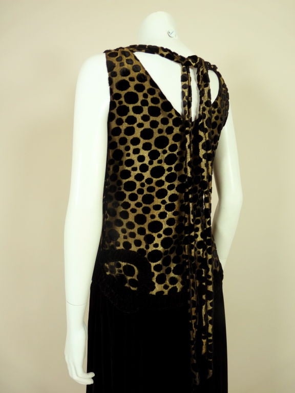 1920s Gold Lamé and Silk Velvet Gown For Sale 1