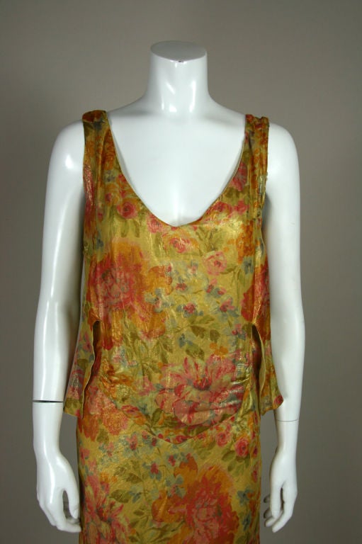 1930s Floral Gold Lamé Gown at 1stDibs