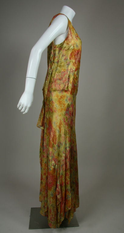 Yellow 1930s Floral Gold Lamé Gown
