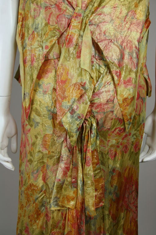 1930s Floral Gold Lamé Gown 1