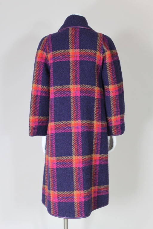 Black Bonnie Cashin Plaid Wool Coat