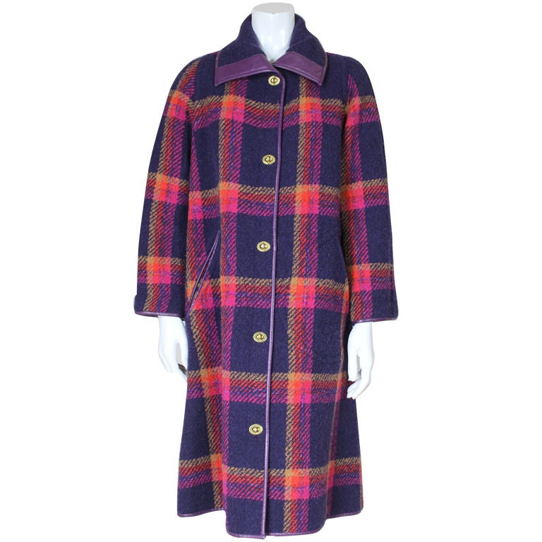 Bonnie Cashin Plaid Wool Coat