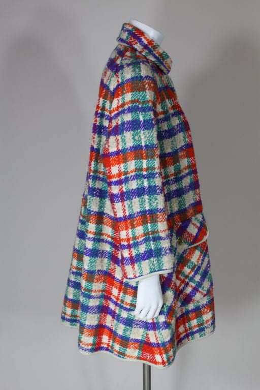 Gray Bonnie Cashin 1960s Checked Wool Coat, New/Old Stock