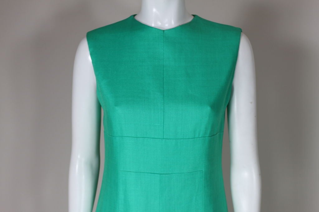 Donald Brooks Teal Linen Shift Dress For Sale 1