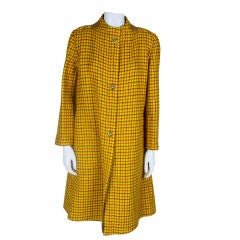 Vintage 1960's Bonnie Cashin Yellow Check Wool Coat