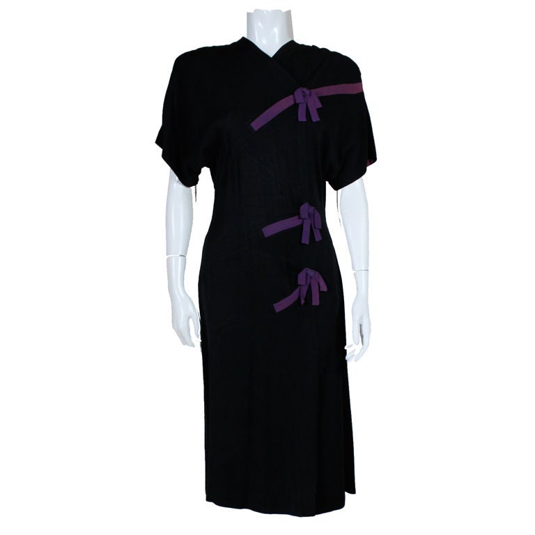 1940
s Adrian Crepe Dress with Bows