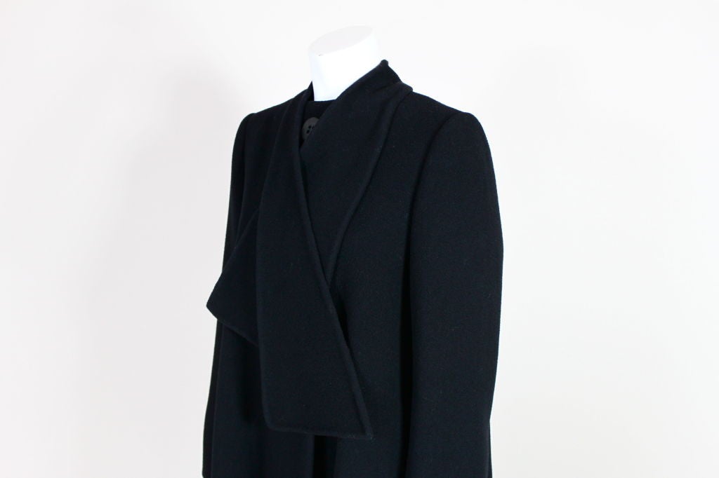 Black 1960's Trigere Felted Wool Coat