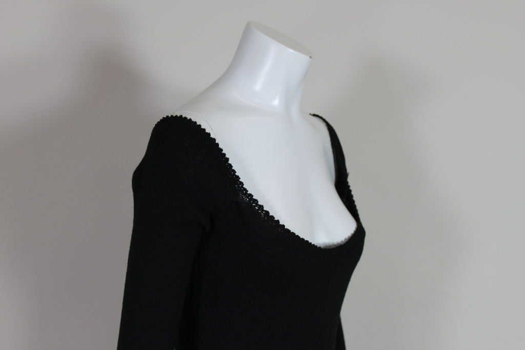 Black 1970's Sant'Angelo Knit Fringed Dress For Sale