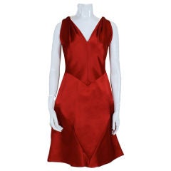 Bill Blass Red Satin Cocktail Dress