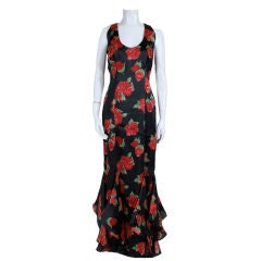 Carolina Herrera Silk Organza Rose Print Gown