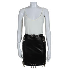 Iconic Versace Leather Skirt with Safety Pins