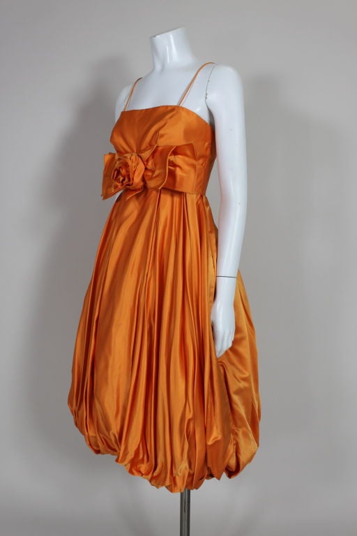 1950's Orange Silk Bubble Hem Dress 2