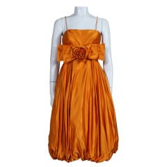 1950's Orange Silk Bubble Hem Dress