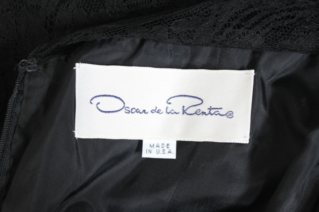 Oscar de la Renta Chiffon and Chantilly Lace Dress, 1980s   For Sale 5