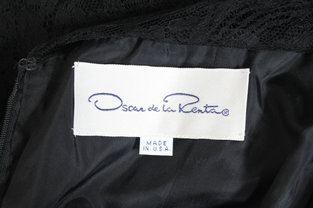Oscar de la Renta Chiffon and Chantilly Lace Dress, 1980s For Sale 5
