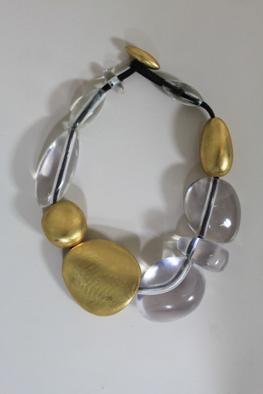 Gerta Lynggaard Lucite and Gold Lacquered Wood Necklace 3