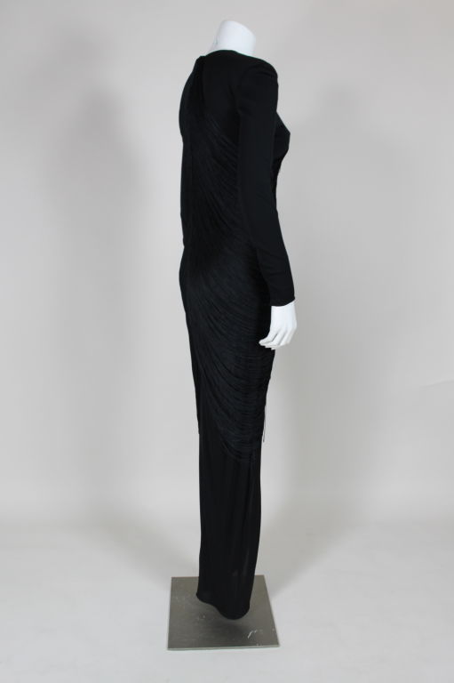 Bill Blass Jersey Fringed Gown