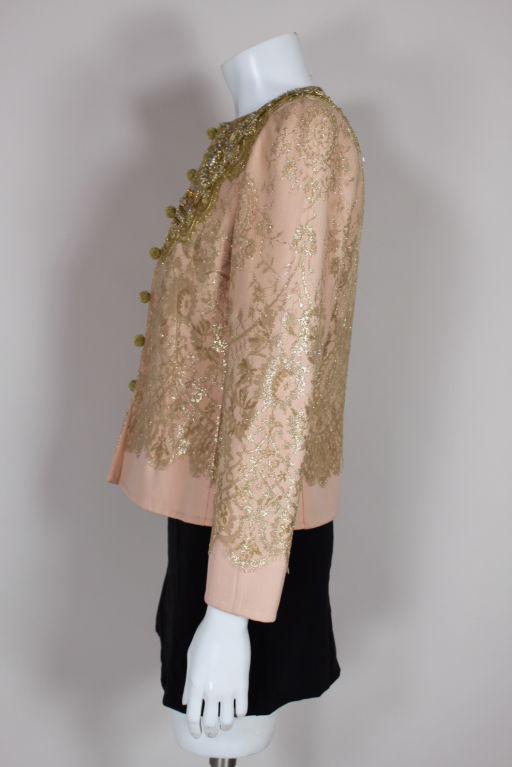 Bill Blass Metallic Lace Beaded Evening Jacket 2