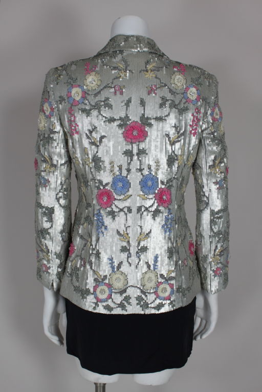 Women's Badgley Mischka Metallic Solid Sequined Evening Jacket
