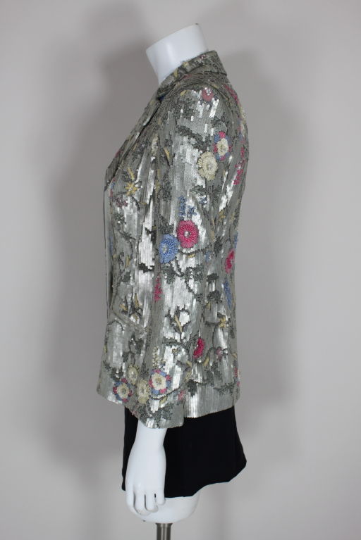 Badgley Mischka Metallic Solid Sequined Evening Jacket 1
