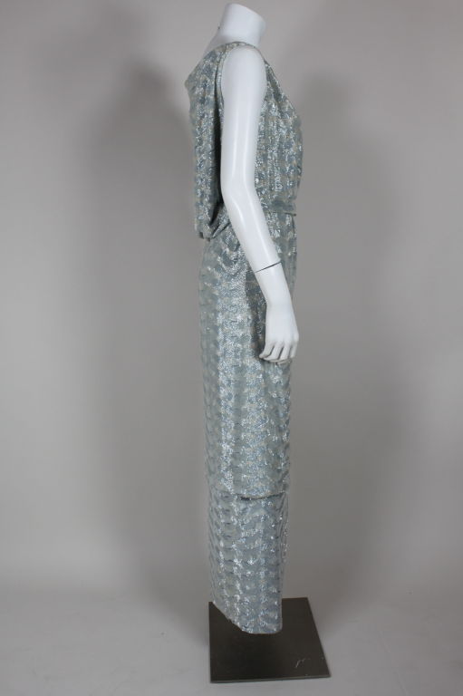 Mingolini Gugenheim Ice Blue Beaded Dress or Gown