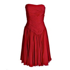 Desses Couture Pleated Chiffon Strapless Cocktail Dress