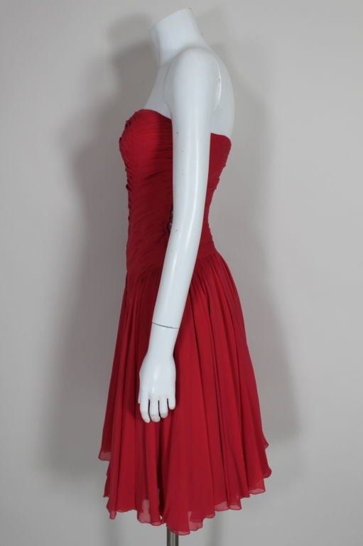 Desses Couture Pleated Chiffon Strapless Cocktail Dress 1
