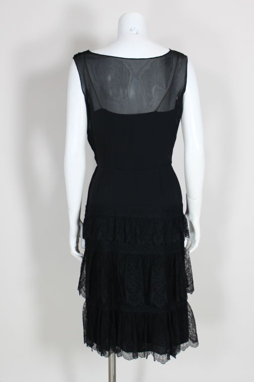 Women's Mainbocher Silk Chiffon and Lace Cocktail Dress For Sale