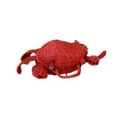 Retro 1950s Whimsical Straw Crab Purse