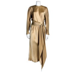 Halston Gold Silk Satin Dress