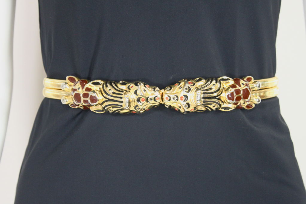 Judith Leiber Animal Belt with Enamel and Semi-Precious Stones