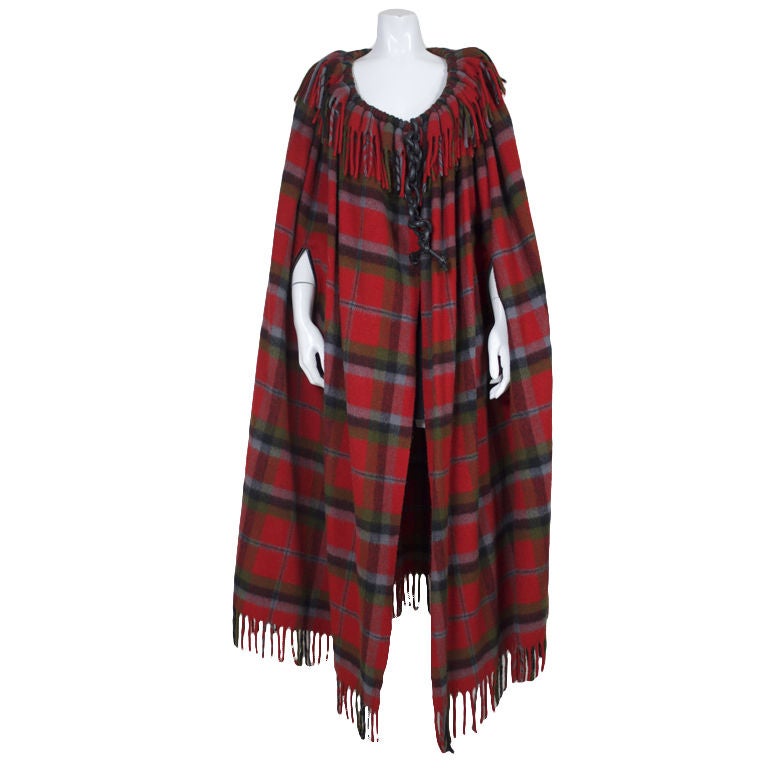 Bonnie Cashin Red Plaid Flannel Cape