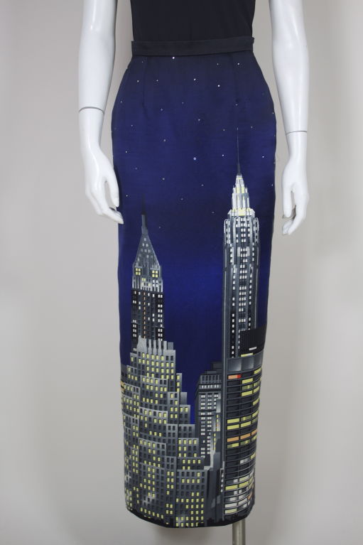 Women's Moschino Couture Silk Skyline Skirt