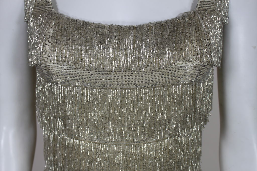 1960's Metallic Beaded Fringe Gown 3