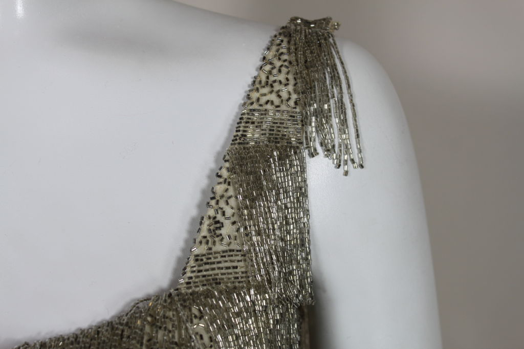 1960's Metallic Beaded Fringe Gown 4