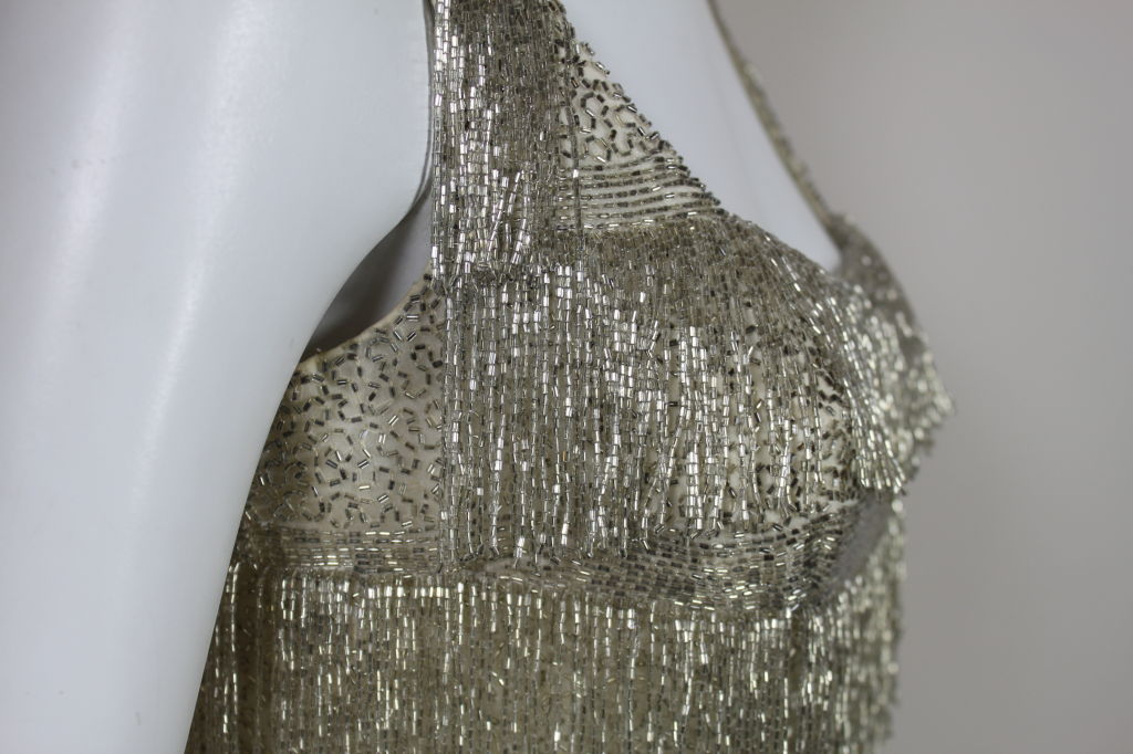 1960's Metallic Beaded Fringe Gown 5