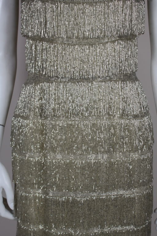 1960's Metallic Beaded Fringe Gown 6