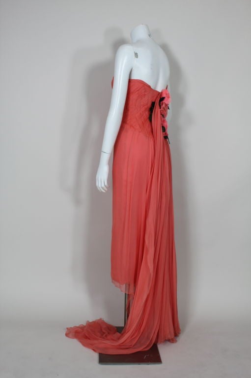 Women's Irene 1950’s Coral Silk Georgette Gown