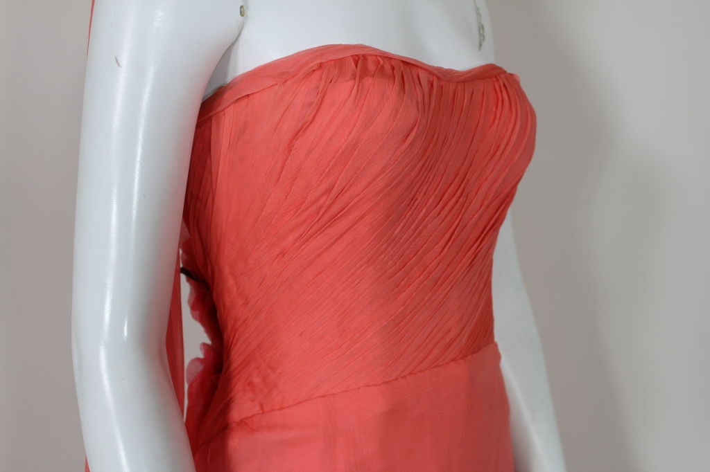 Irene 1950’s Coral Silk Georgette Gown 1