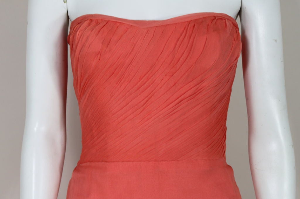 Irene 1950’s Coral Silk Georgette Gown 5