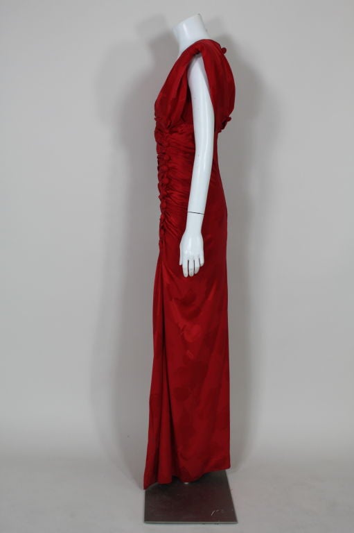 Women's Arnold Scaasi Red Jacquard Gown