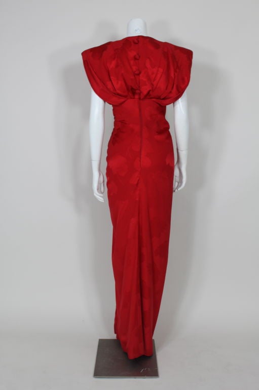 Arnold Scaasi Red Jacquard Gown 1